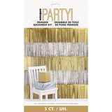 Load image into Gallery viewer, Fringed Backdrop Kit - 5 Silver &amp; Gold Foil Fringes - 30.4cm x 1.21m
