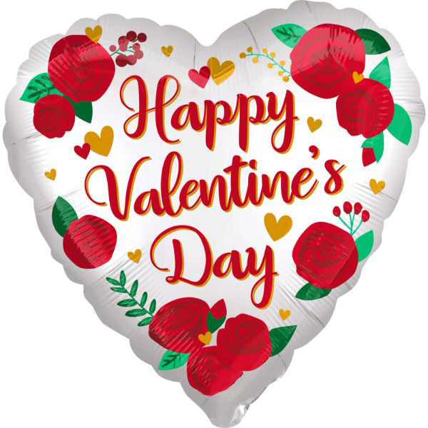 Jumbo Happy Valentines Day Satin Infused Roses Foil Balloon - 71cm