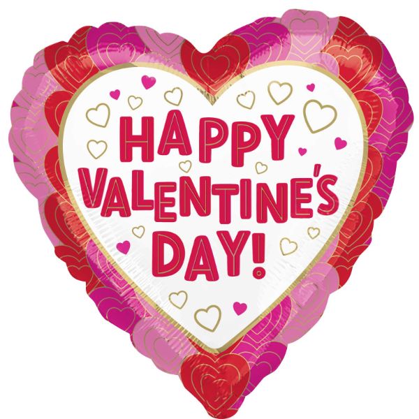 Happy Valentines Day Wrapped In Hearts Foil Balloon - 45cm