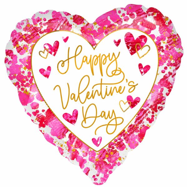 Jumbo Happy Valentines Day Heartful Foil Balloon - 71cm