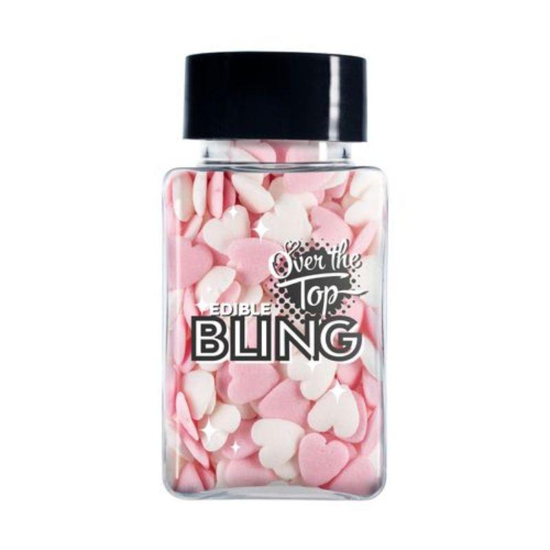 Over The Top Edible Bling Mixed White & Pink Love Hearts - 55g
