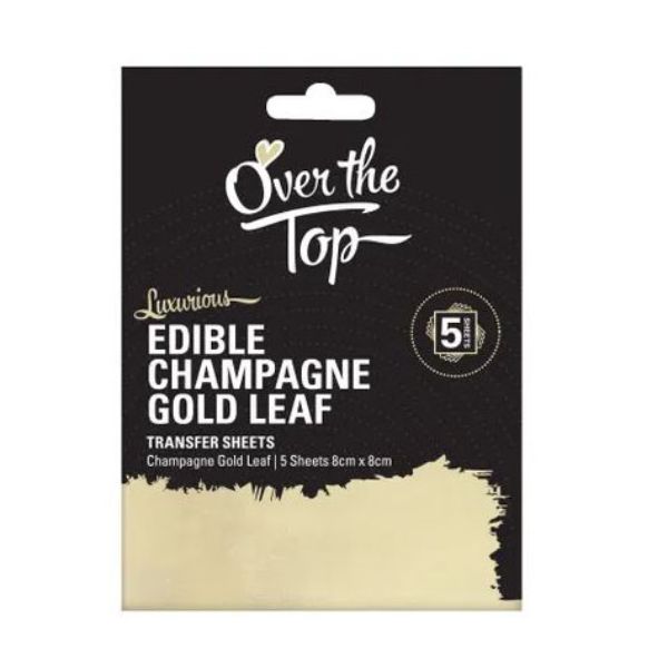 5 Champagne Gold Leaf Transfer Sheets - 8cm x 8cm