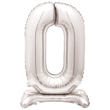Load image into Gallery viewer, Giant Standing Silver Numberal 0 Foil Balloon - 76.2cm
