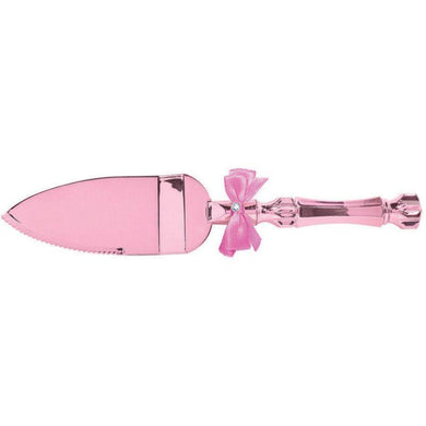 Electroplated Pink Plastic Cake Server with Bow & Gem - 25.4cm - The Base Warehouse
