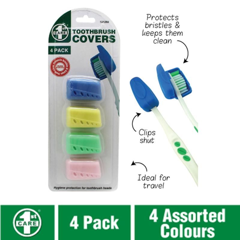 4 Pack Coloured Toothbrush Covers