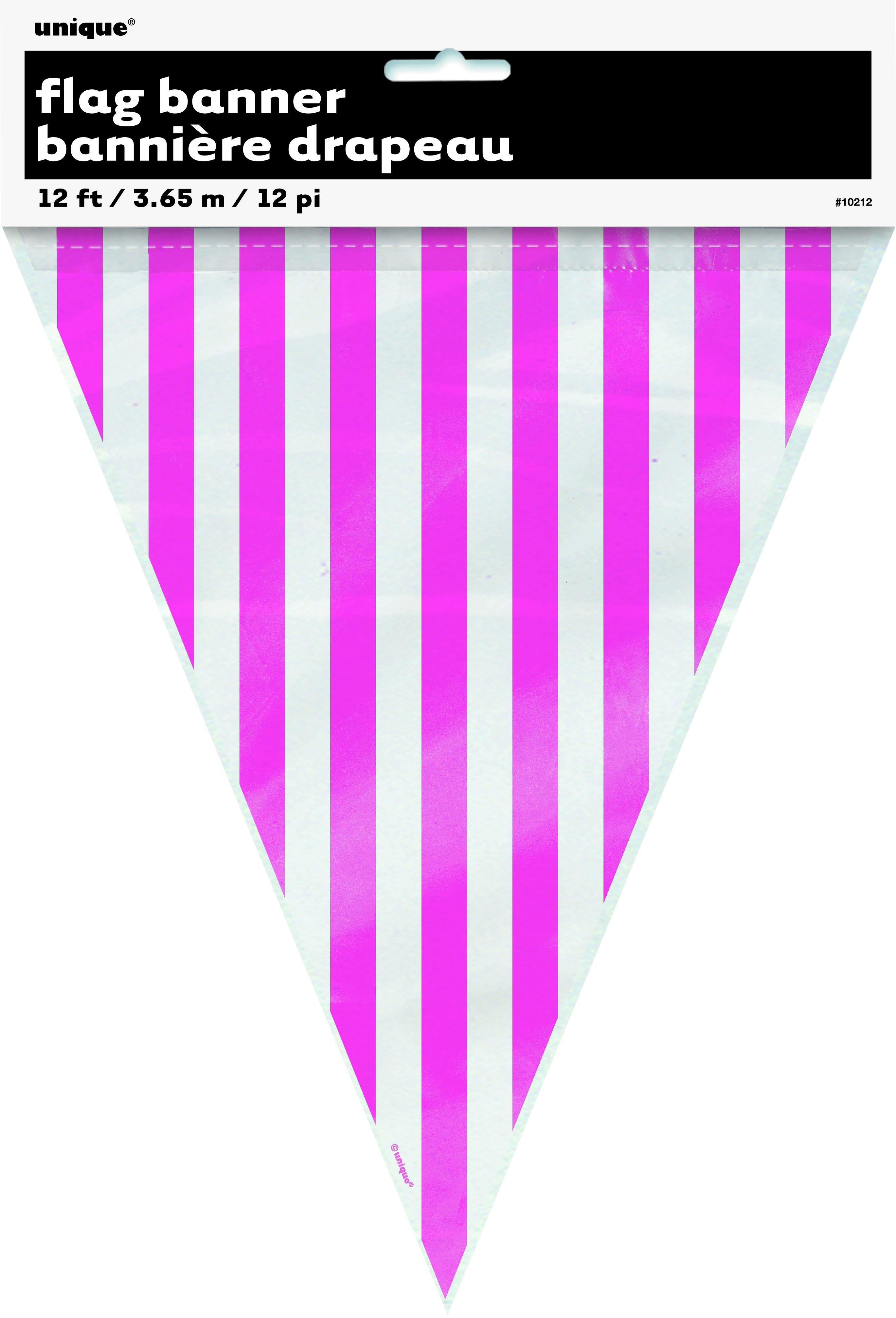 Hot Pink Stripes Flag Banner - 3.6m