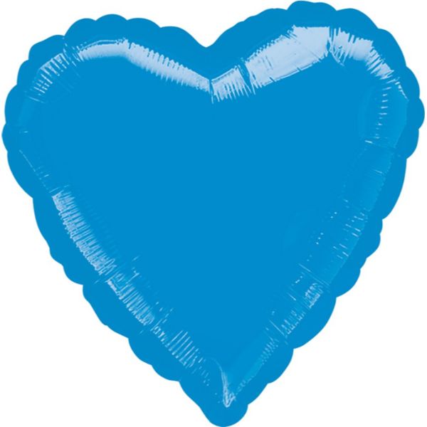 Metallic Blue Heart Foil Balloon - 45cm