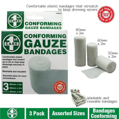 3 Pack Assorted Size Conforming Bandages - The Base Warehouse