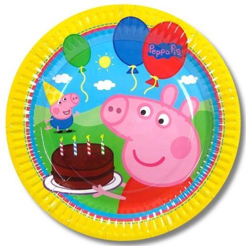8 Pack Peppa Pig with Cake Design Paper Plates - 23cm - The Base Warehouse