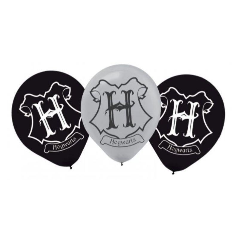 6 Pack Black/Grey Harry Potter Latex Balloon - 30cm - The Base Warehouse