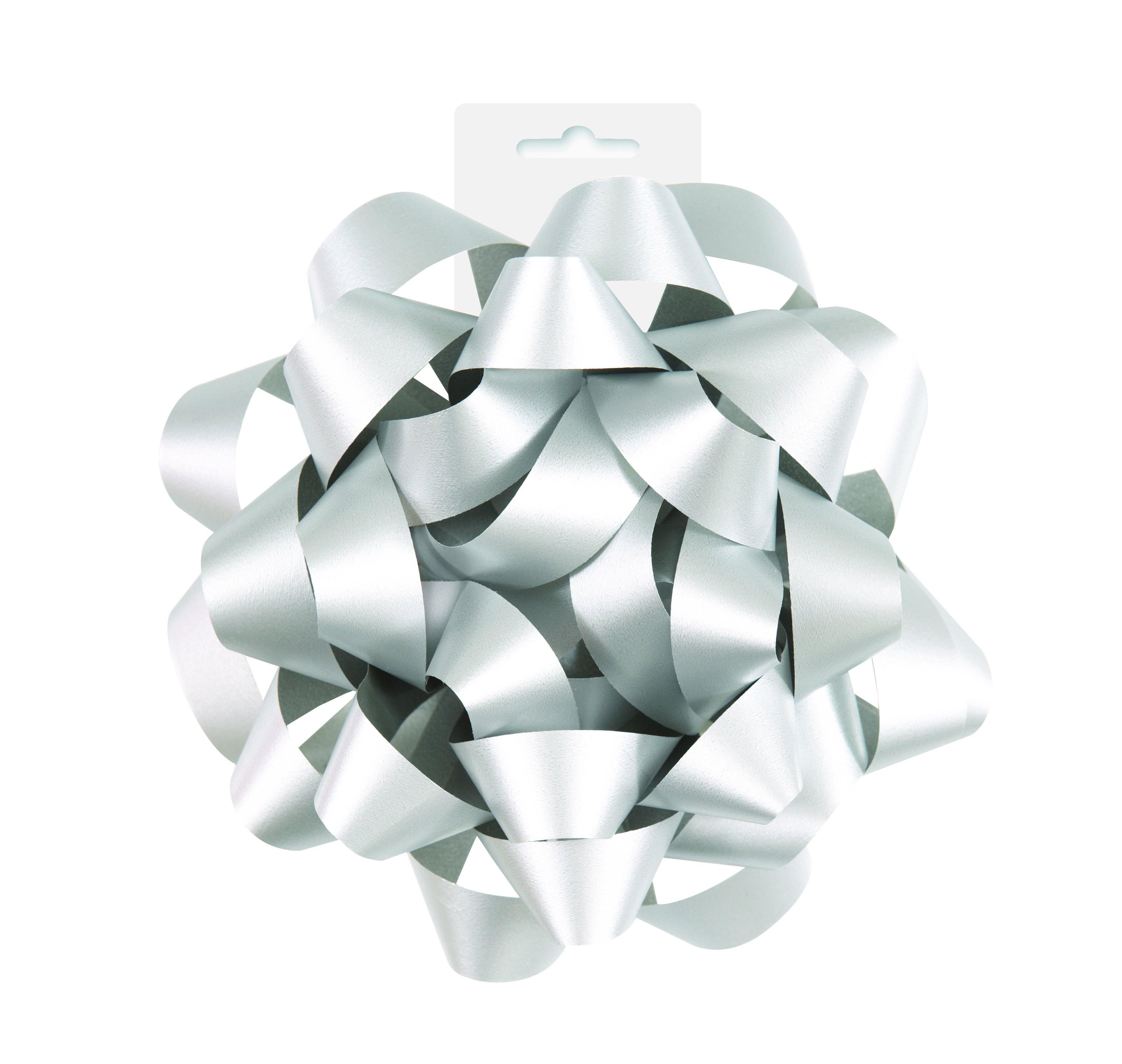 Silver Satin Gift Bow - 15cm - The Base Warehouse