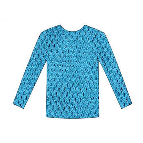Blue Long Sleeve Fishnet Top
