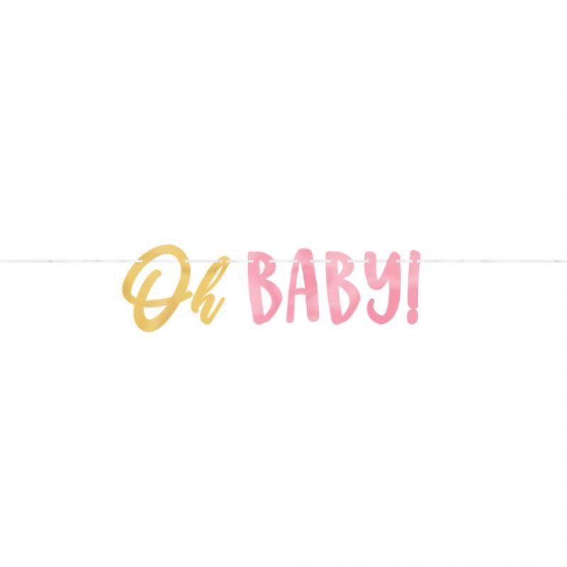 Oh Baby Girl Cardboard Letter Banner - 18cm x 3.65m - The Base Warehouse