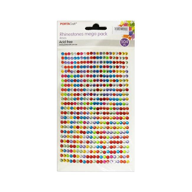 504 Piece Multi Colour Rhinestone Jumbo Pack - 4mm