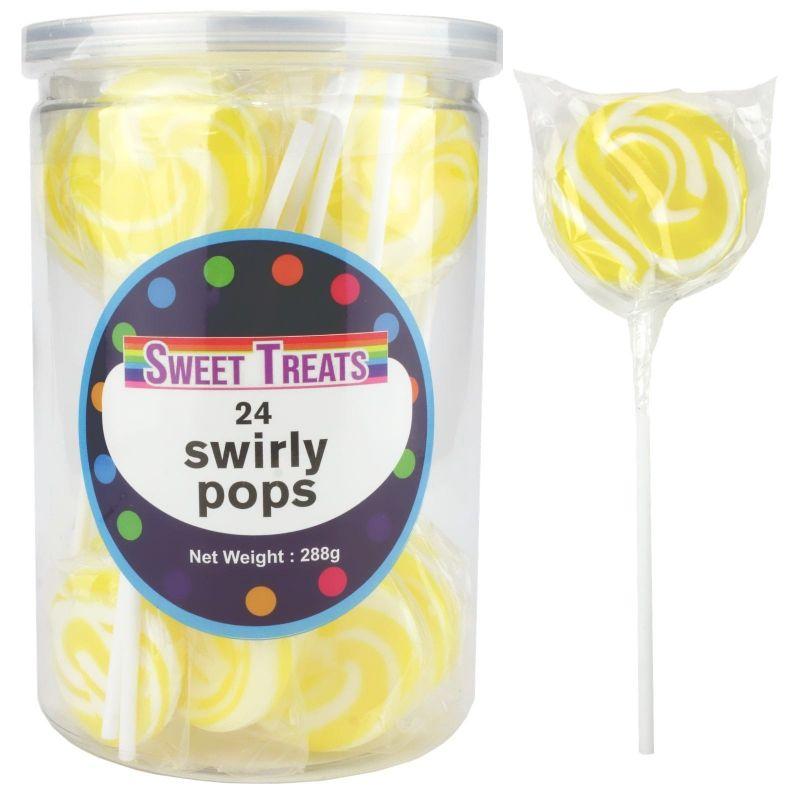 24 Pack Yellow Swirl Pops - 288g