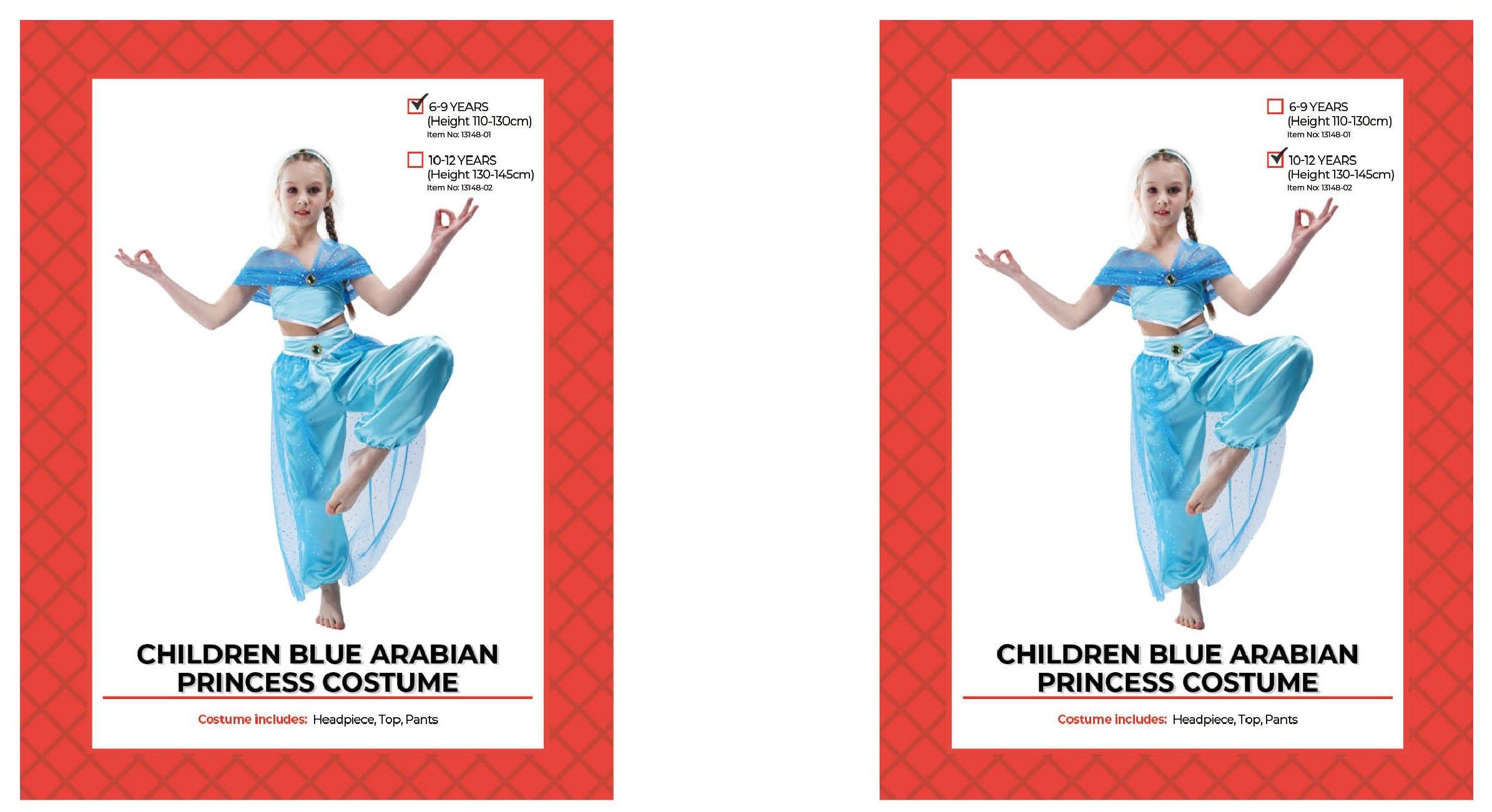 Kids Blue Arabian Princess Costume - M (6-9 Years) - The Base Warehouse