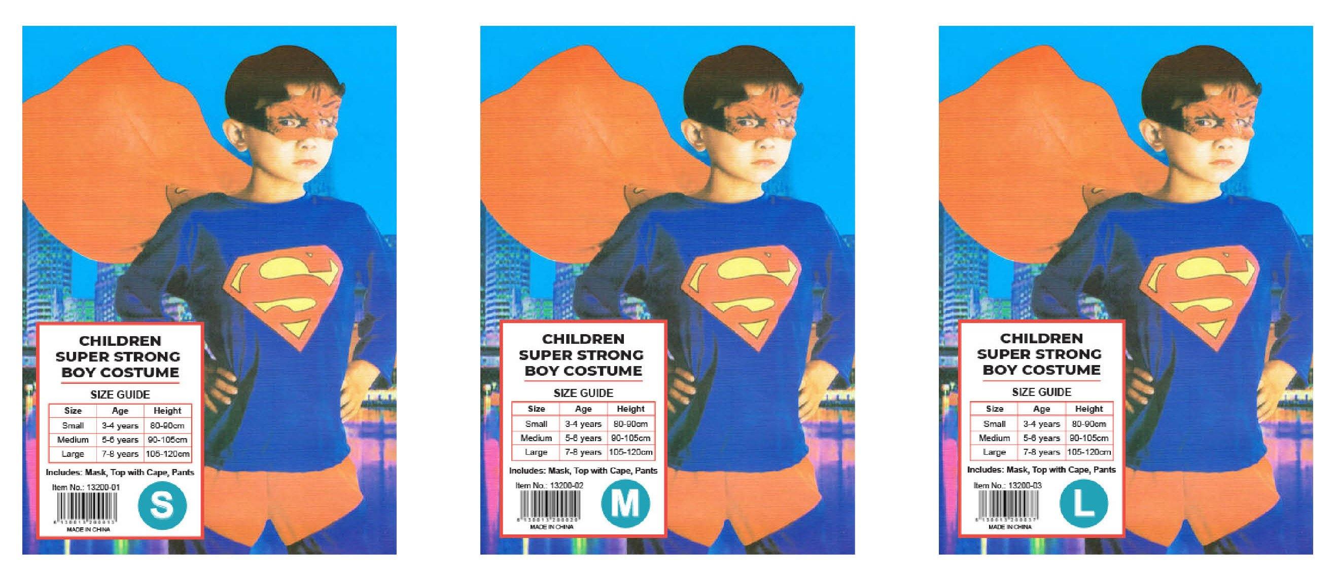 Kids Super Strong Hero Costume - S (3-4 Years) - The Base Warehouse