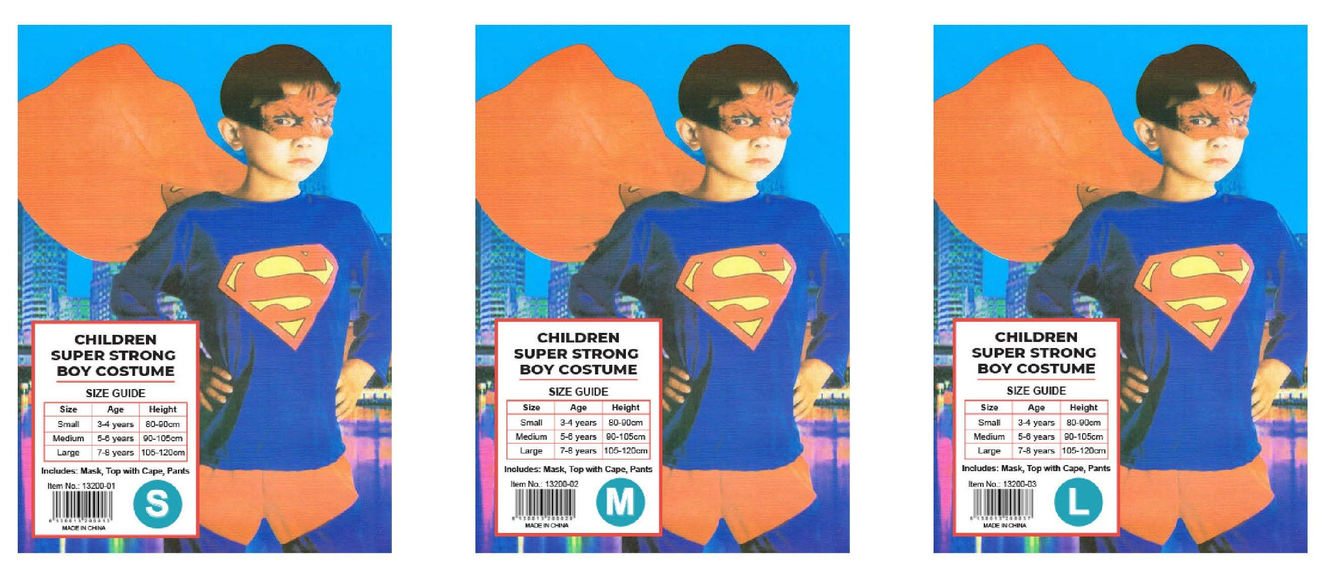 Kids Super Strong Hero Costume - L (7-8 Years) - The Base Warehouse