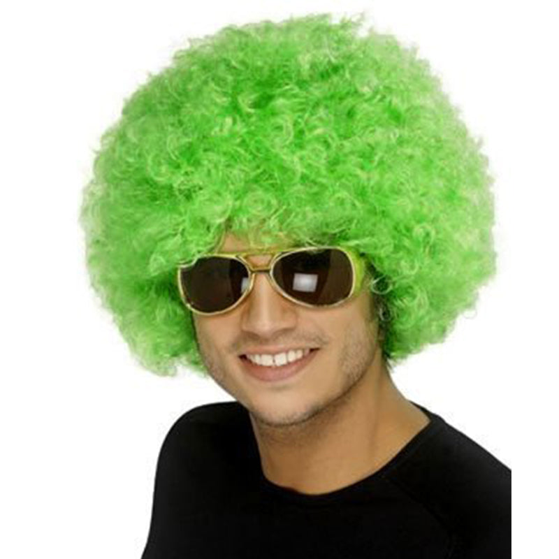 Green Afro Male Wig