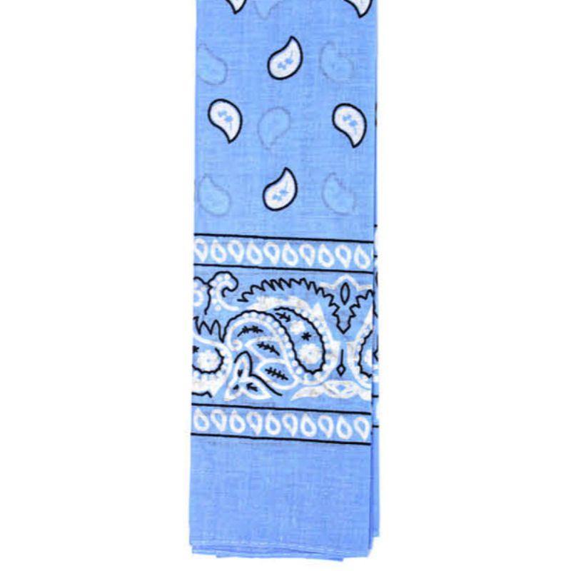 Light Blue Cotton Paisley Bandana - The Base Warehouse