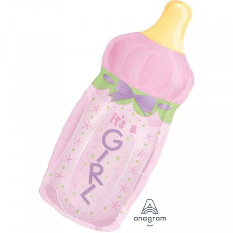 Its a Girl Baby Bottle Foil Balloon - 33cm x 79cm - The Base Warehouse
