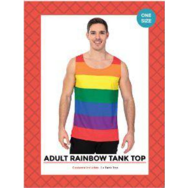 Mens Rainbow Stipe Tank Top