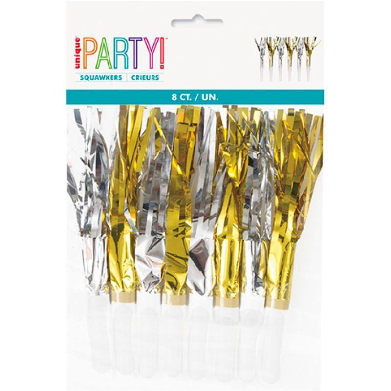 8 Pack Gold & Silver Fringe Squawkers - The Base Warehouse