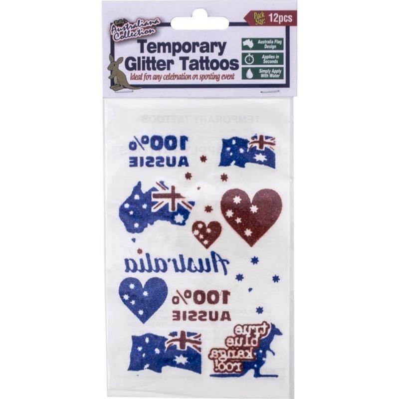 12 Piece Australiana Glitter Tattoos - The Base Warehouse