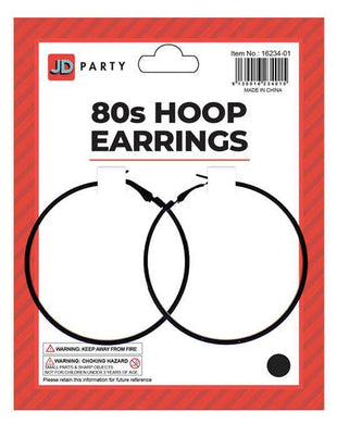 Black 80s Hoop Earrings - The Base Warehouse