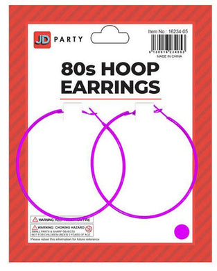 Purple 80s Hoop Earrings - The Base Warehouse