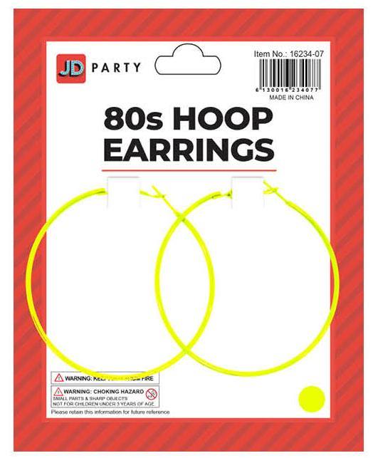 Yellow 80s Hoop Earrings - The Base Warehouse