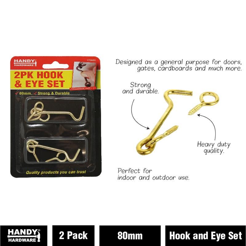 2 Pack Hook & Eye Set - 80mm