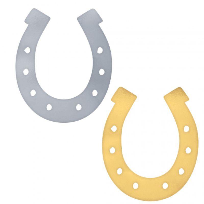 8 Pack Derby Day Horseshoe Gold & Silver Foil Cardboard Cutouts - 30cm x 25cm - The Base Warehouse
