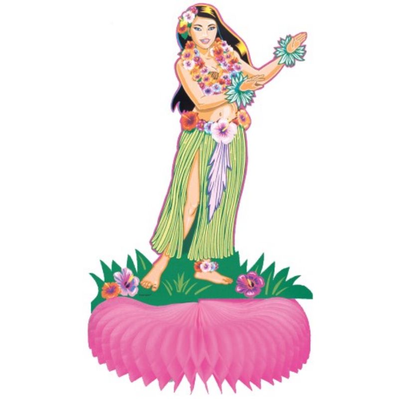 Luau Hula Girl Honeycomb Centrepiece - 23cm x 38cm