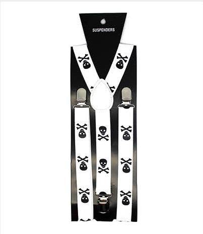 White Suspender with Black Skull - The Base Warehouse