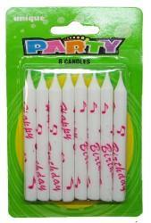8 Pack Pink Happy Birthday Candles