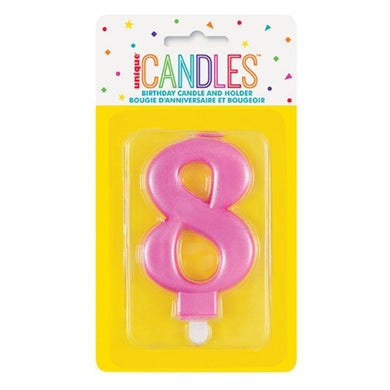 Metallic Pink Numeral 8 Candle - The Base Warehouse