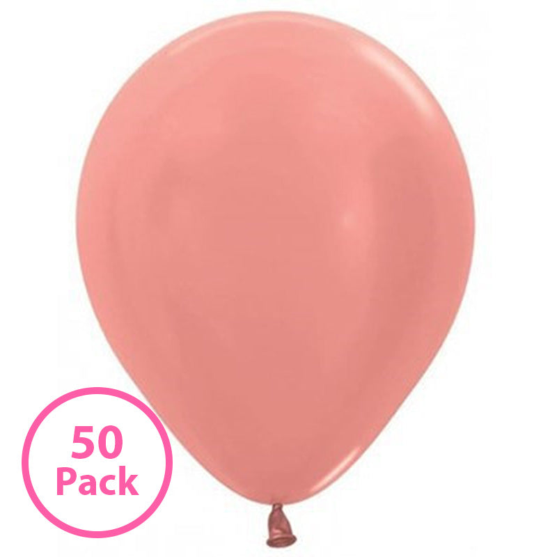 Sempertex 50 Pack Metallic Rose Gold Latex Balloons - 12cm