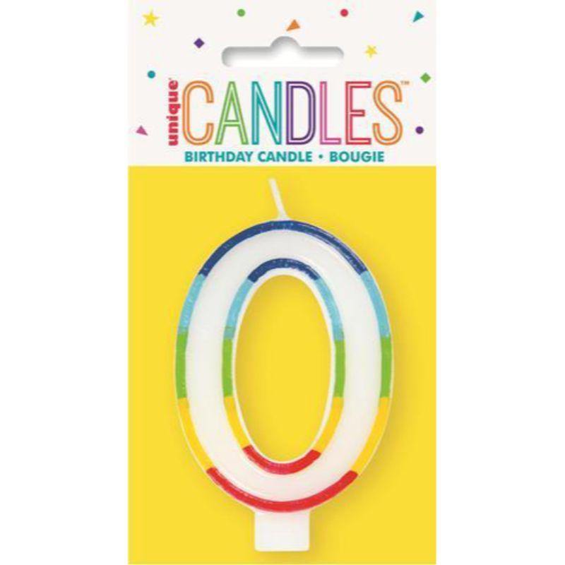 Rainbow Numeral Candle - 0 - The Base Warehouse