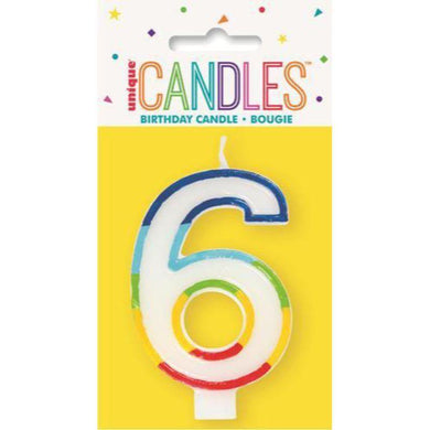Rainbow Numeral Candle - 6 - The Base Warehouse