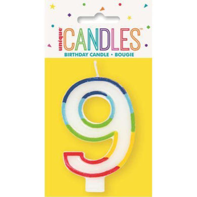 Rainbow Numeral Candle - 9 - The Base Warehouse