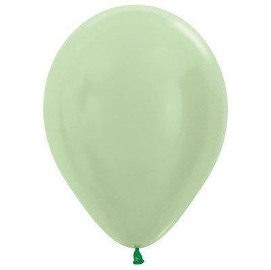 50 Pack Satin Pearl Green Latex Balloons - 12cm - The Base Warehouse