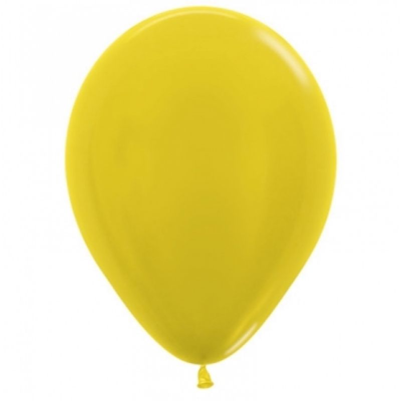 Sempertex 50 Pack Metallic Yellow Latex Balloons - 12cm