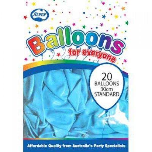 20 Pack Light Blue Latex Balloons - 30cm
