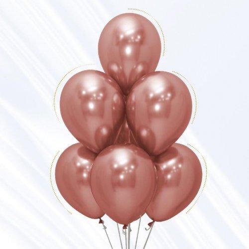 12 Pack Reflex Rose Gold Latex Balloons - 30cm - The Base Warehouse