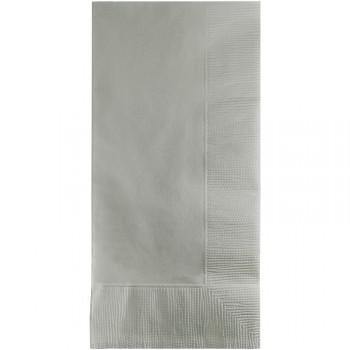 50 Pack Shimmering Silver Dinner Napkins - 40cm x 40cm - The Base Warehouse