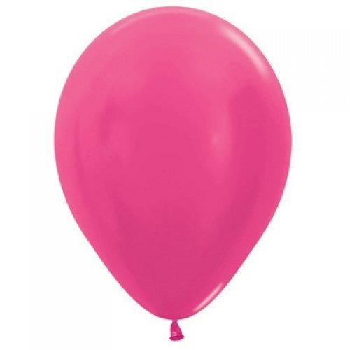 25 Pack Metallic Fuchsia Pink Latex Balloons - 30cm