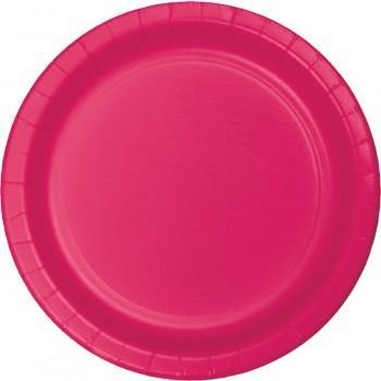 24 Pack Hot Magenta Luncheon Plates Paper - 18cm - The Base Warehouse