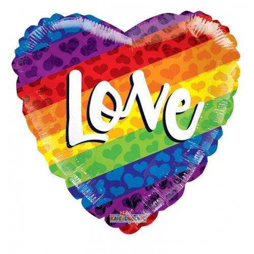 Rainbow Love Heart Foil Balloon - 45cm - The Base Warehouse