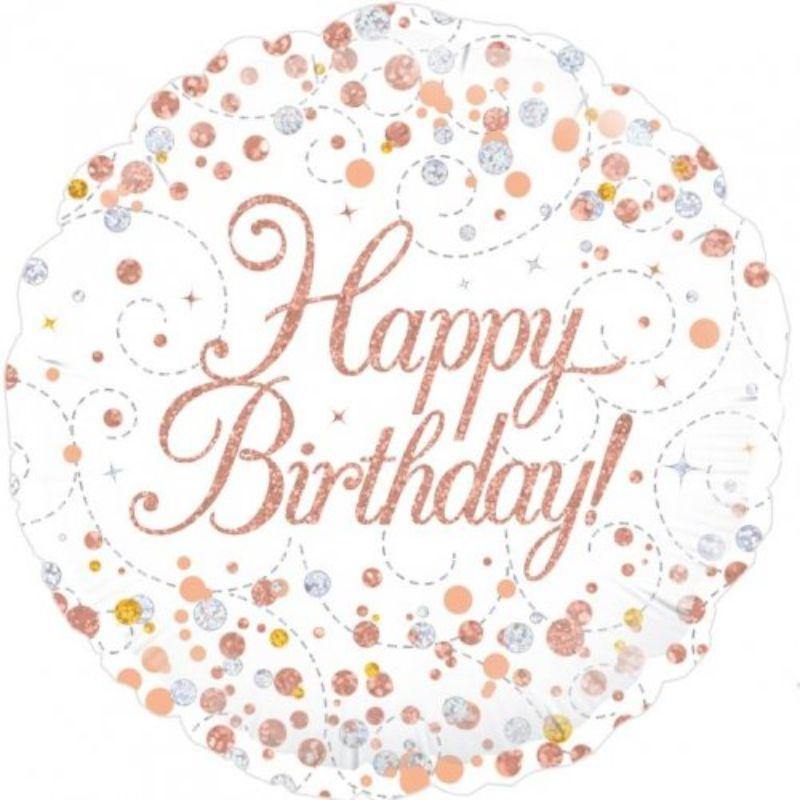 Sparkling Fizz Rose Gold Birthday Foil Balloon - 45cm - The Base Warehouse